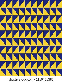 Minimal vector cover. Triangles linear banner print template. Flat geometric backdrop design. Navy and gold vintage poster. Minimal banner in retro colors. Seamless design. Golden Mustard Navy Vibe.