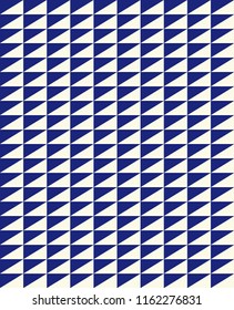Minimal vector cover. Triangles linear banner print template. Flat geometric backdrop design. Navy Blue White vintage poster. Simple cover in retro colors. Seamless vector. Cream Navy Blue Vibe.