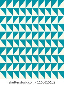 Minimal vector cover. Triangles linear banner print template. Flat geometric backdrop design. Teal White vintage poster. Simple cover in retro colors. Seamless design. Cream Turquoise Vibe.