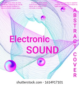 Minimal vector coverage. Cover design for electronic music festival.  Abstract sound wave. Cover layout template.