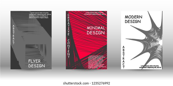 Minimal vector coverage. A set of trendy covers. Abstract cover with the effect of movement and distortion. Trendy geometric patterns. EPS10 Vector Design.