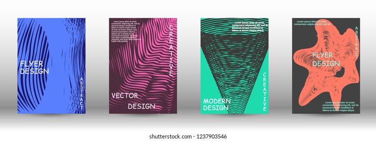 Minimal vector coverage. A set of trendy covers. Wave lines.Striped background. Trendy geometric patterns. EPS10 Vector Design.