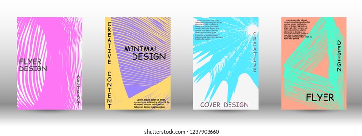 Minimal vector coverage. A set of trendy covers. Wave lines.Striped background. Trendy geometric patterns. EPS10 Vector Design.