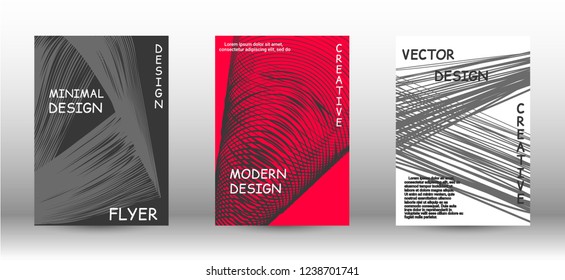 Minimal vector coverage. A set of trendy covers. Abstract cover with the effect of movement and distortion. Trendy geometric patterns. EPS10 Vector Design.