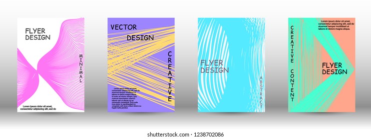 Minimal vector coverage. A set of trendy covers. Wave lines.Striped background. Trendy geometric patterns. EPS10 Vector Design.