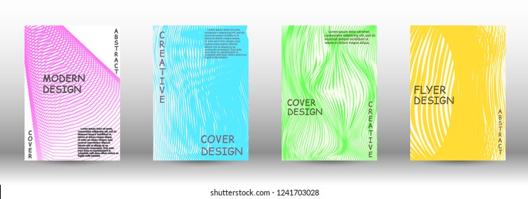 Minimal vector coverage. A set of trendy covers. Abstract cover with the effect of movement and distortion. Trendy geometric patterns. EPS10 Vector Design.