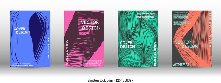 Minimal vector coverage. A set of trendy covers. Abstract cover with the effect of movement and distortion. Trendy geometric patterns. EPS10 Vector Design.