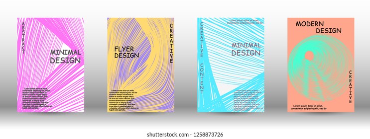 Minimal vector coverage. A set of trendy covers. Abstract cover with the effect of movement and distortion. Trendy geometric patterns. EPS10 Vector Design.