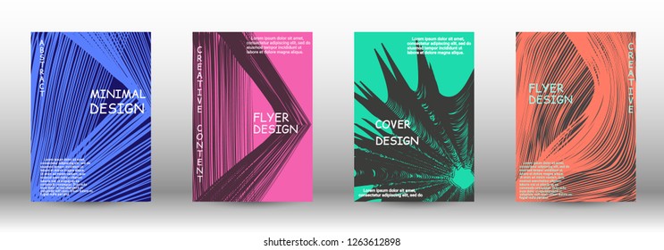 Minimal vector coverage. A set of trendy covers. Abstract cover with the effect of movement and distortion. Trendy geometric patterns. EPS10 Vector Design.
