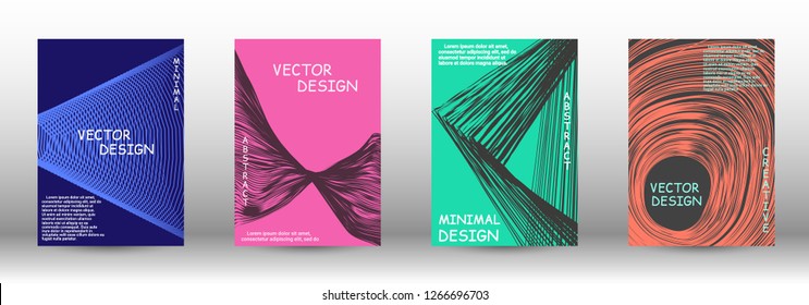 Minimal vector coverage. A set of trendy covers. Abstract cover with the effect of movement and distortion. Trendy geometric patterns. EPS10 Vector Design.