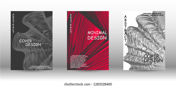 Minimal vector coverage. A set of trendy covers. Wave lines.Striped background. Trendy geometric patterns. EPS10 Vector Design.