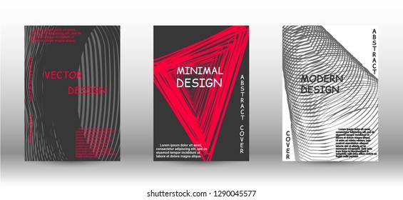 Minimal vector coverage. A set of trendy covers. Abstract cover with the effect of movement and distortion. Trendy geometric patterns. EPS10 Vector Design.