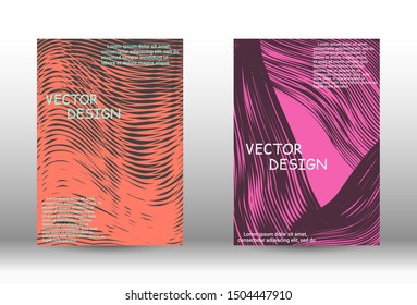 Minimal vector coverage.  A set of trendy covers. Wave lines.Striped background.  Trendy geometric patterns. EPS10 Vector Design.