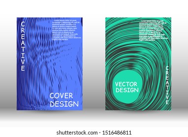 Minimal vector coverage.  A set of trendy covers. Wave lines.Striped background.  Trendy geometric patterns. EPS10 Vector Design.