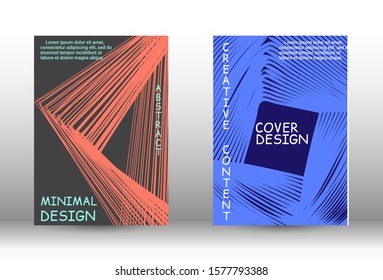 Minimal vector coverage.  A set of trendy covers. Wave lines.Striped background.  Trendy geometric patterns. EPS10 Vector Design.
