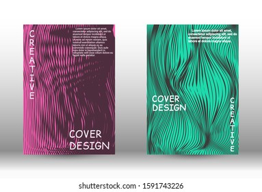 Minimal vector coverage.  A set of trendy covers. Wave lines.Striped background.  Trendy geometric patterns. EPS10 Vector Design.