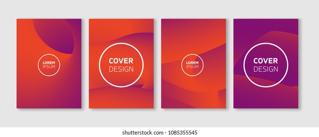 Minimal Vector Covers Design - Abstract Liquid 3D Curve Lines in Orange and Purple Colors - Editable Blob Flyer Templates Vector Background