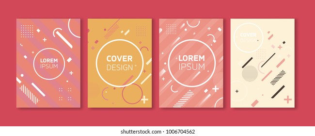 Minimal Vector Covers Design. Cool Colorful Pastel Diagonal Stripes Flat Geometric Illustrations. Future Poster Template.