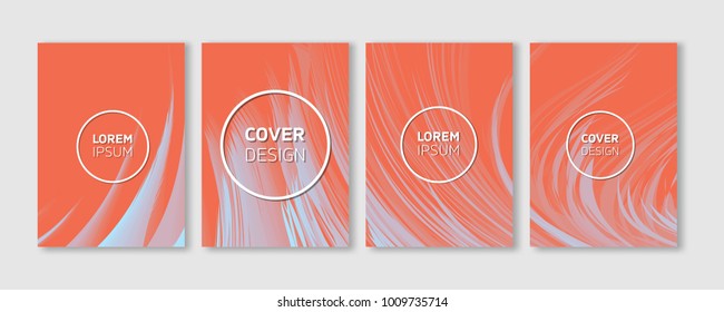 Minimal Vector Covers Design | Cool Vibrant Bright Blue Curved Lines on Orange Background Illustrations | Future Poster Templates