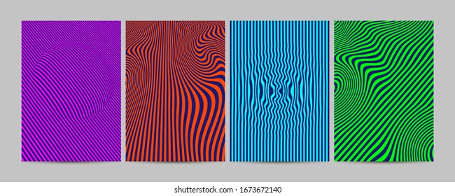 Minimal Vector covers design. Cool dynamic lines and bright colors. Optical illusion. EPS 10 template.