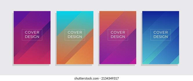 Minimal vector covers design with cool gradients and abstract lines. Dynamic pattern backdrop in editable eps10 background template. Future themed presentation template.