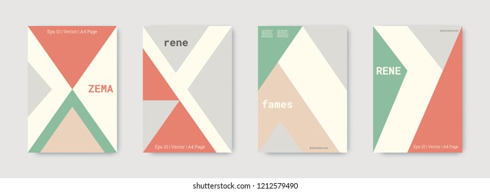 Minimal vector covers design. Geometric cover. Blue, pink, green, white, bright colorful set graphic design. Shapes patterns. Triangle template. Cool minimal vector covers design. Business concept.