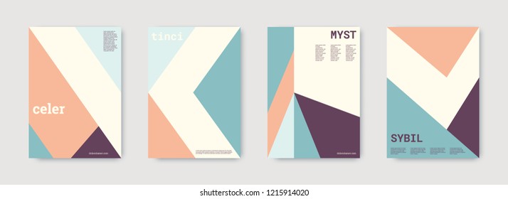 Minimal vector covers design. Geometric cover. Blue, pink, orange, white, bright colorful set graphic design. Shapes patterns. Triangle template. Cool minimal vector covers design. Business concept.