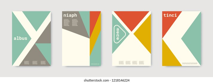 Minimal vector covers design. Geometric cover. Pink, gold, white, bright colorful set graphic design. Shapes patterns. Triangle template. Cool minimal vector covers design. Business concept.