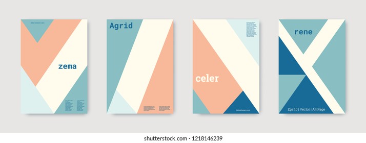 Minimal vector covers design. Geometric cover. Blue, pink, indigo, white, bright colorful set graphic design. Shapes patterns. Triangle template. Cool minimal vector covers design. Business concept.