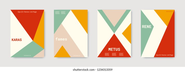 Minimal vector covers design. Geometric cover. Pastel, pink, gold, white, bright colorful set graphic design. Shapes patterns. Triangle template. Cool minimal vector covers design. Business concept.
