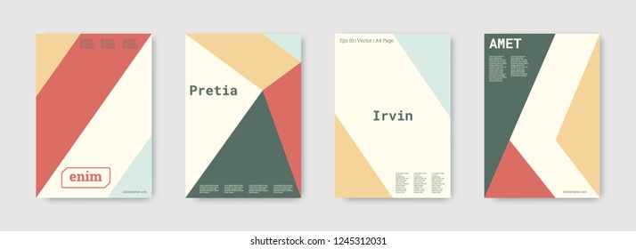 Minimal vector covers design. Geometric cover. Blue, pink, orange, white, bright colorful set graphic design. Shapes patterns. Triangle template. Cool minimal vector covers design. Business concept.