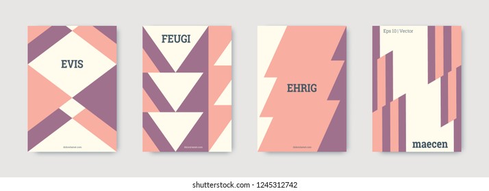 Minimal vector covers design. Geometric cover. Violet, pink, white, bright colorful set graphic design. Shapes patterns. Triangle template. Cool minimal vector covers design. Business concept.