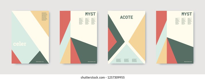 Minimal vector covers design. Geometric cover. Blue, pink, gold, white, bright colorful set graphic design. Shapes patterns. Triangle template. Cool minimal vector covers design. Business concept.