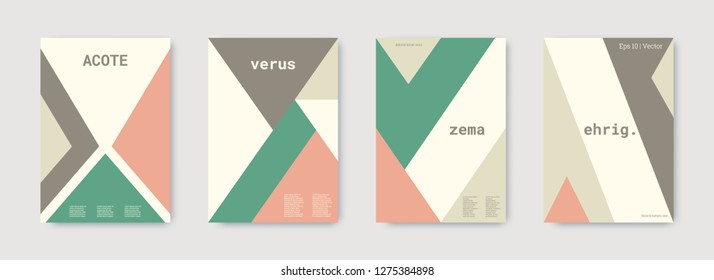 Minimal vector covers design. Geometric cover. Pastel, pink, gold, white, bright colorful set graphic design. Shapes patterns. Triangle template. Cool minimal vector covers design. Business concept.