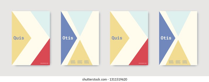 Minimal vector covers design. Geometric cover. Blue, pink, gold, white, bright colorful set graphic design. Shapes patterns. Triangle template. Cool minimal vector covers design. Business concept.