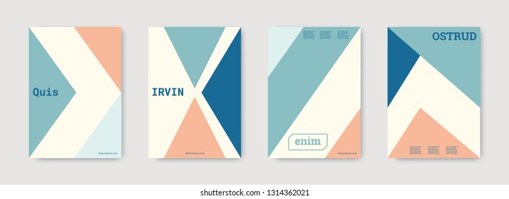 Minimal vector covers design. Geometric cover. Blue, pink, indigo, white, bright colorful set graphic design. Shapes patterns. Triangle template. Cool minimal vector covers design. Business concept.