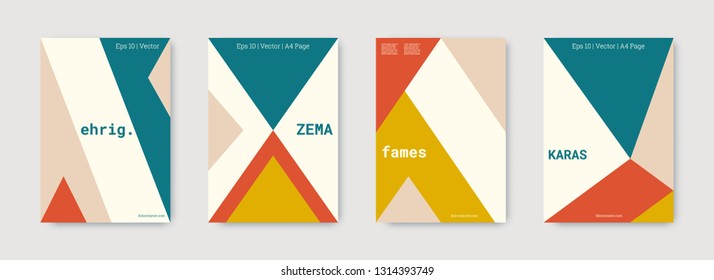 Minimal vector covers design. Geometric cover. Blue, pink, gold, white, bright colorful set graphic design. Shapes patterns. Triangle template. Cool minimal vector covers design. Business concept.