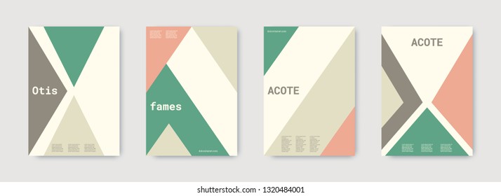 Minimal vector covers design. Geometric cover. Pastel, pink, green, white, bright colorful set graphic design. Shapes patterns. Triangle template. Cool minimal vector covers design. Business concept.