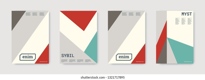 Minimal vector covers design. Geometric cover. Red, green, white, bright colorful set graphic design. Shapes patterns. Triangle template. Cool minimal vector covers design. Business concept.