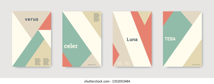 Minimal vector covers design. Geometric cover. Pastel, pink, green, white, bright colorful set graphic design. Shapes patterns. Triangle template. Cool minimal vector covers design. Business concept.