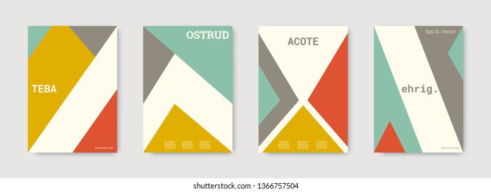 Minimal vector covers design. Geometric cover. Pink, gold, green, white, bright colorful set graphic design. Shapes patterns. Triangle template. Cool minimal vector covers design. Business concept.