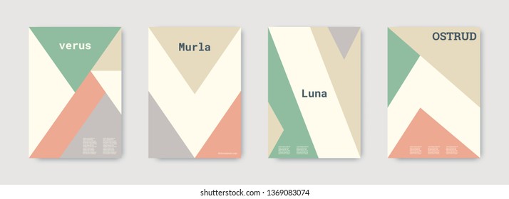 Minimal vector covers design. Geometric cover. Pastel, pink, green, white, bright colorful set graphic design. Shapes patterns. Triangle template. Cool minimal vector covers design. Business concept.