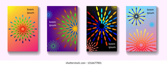Minimale Vektorgrafik-Design. Mandala Formen mit Farbverlauf-Komposition.