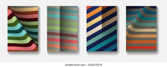 Minimal vector covers design. Retro colors stripes. Colored templat for placards, banners, flyers, presentations and reports.