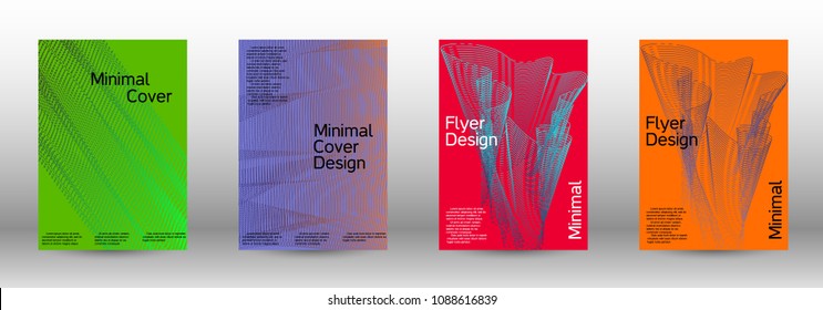 Minimal Vector covers design. A set of modern abstract covers. Creative backgrounds from abstract lines to create a fashionable abstract cover, banner, poster, booklet. Vector illustration. EPS 10. 