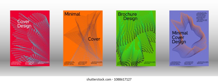 Minimal Vector covers design. A set of modern abstract covers. Creative backgrounds from abstract lines to create a fashionable abstract cover, banner, poster, booklet. Vector illustration. EPS 10. 