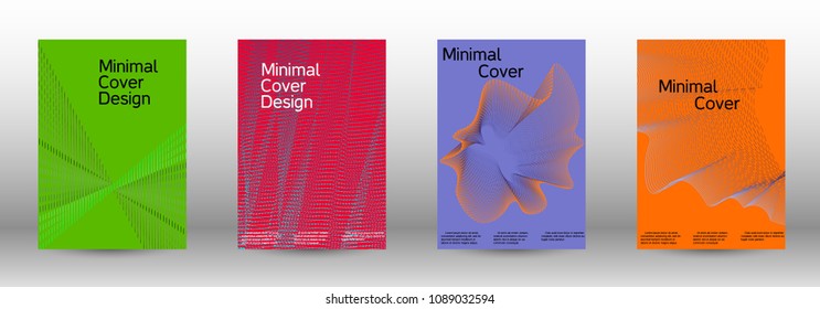Minimal Vector covers design. A set of modern abstract covers. Creative backgrounds from abstract lines to create a fashionable abstract cover, banner, poster, booklet. Vector illustration. EPS 10. 