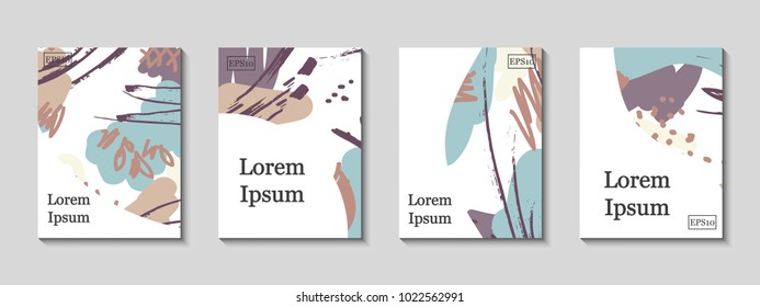 Minimal vector covers set. Artistic painted design set. Abstract gradient pattern background. Eps10. Can be use for journal, composition, cover, book, certificate, card, flyer