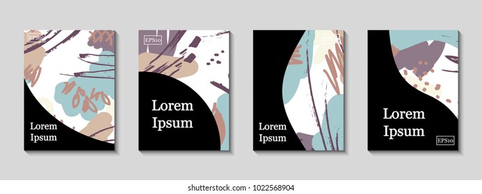 Minimal vector covers set. Artistic painted design set. Abstract gradient pattern background. Eps10. Can be use for journal, composition, cover, book, certificate, card, flyer