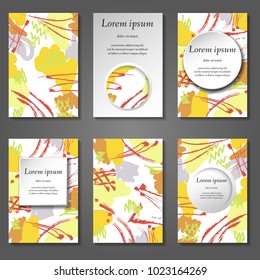 Minimal vector covers set. Artistic painted design set. Abstract pattern background. Eps10. Can be use for journal, composition, cover, book, certificate, card, flyer, visiting cards